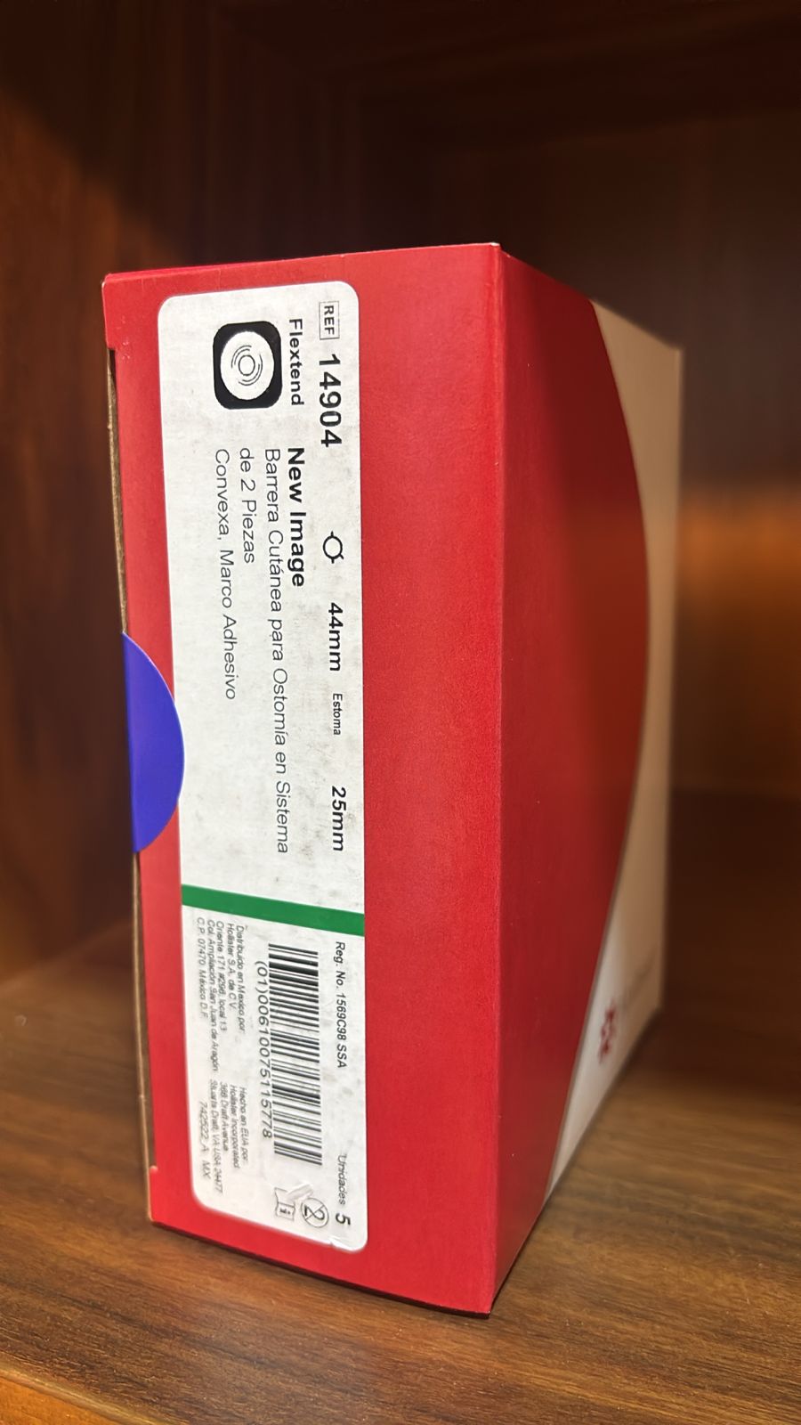14904 barrera cutánea para ostomía en sistema de 2 piezas convexa ,marco adhesivo. 5 piezas 25 mm con aro flotante de 44 mm
